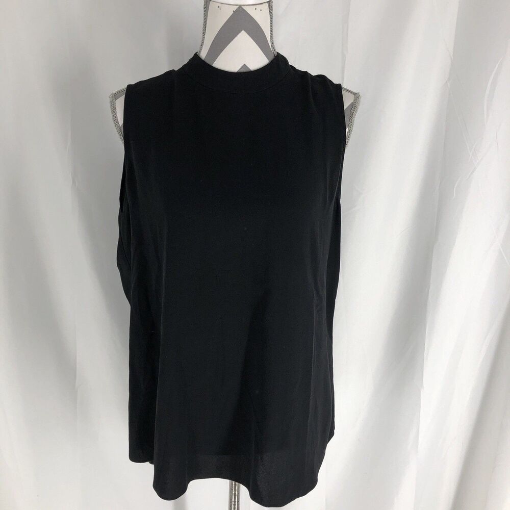Eileen Fisher Mock Neck Top Medium Sleeveless Round Hem